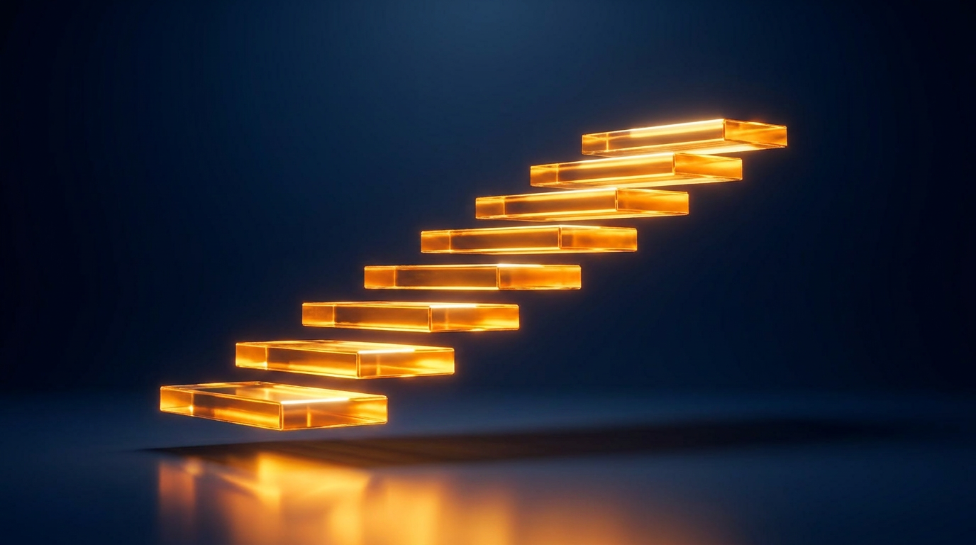 Abstract ascending steps representing strategic growth